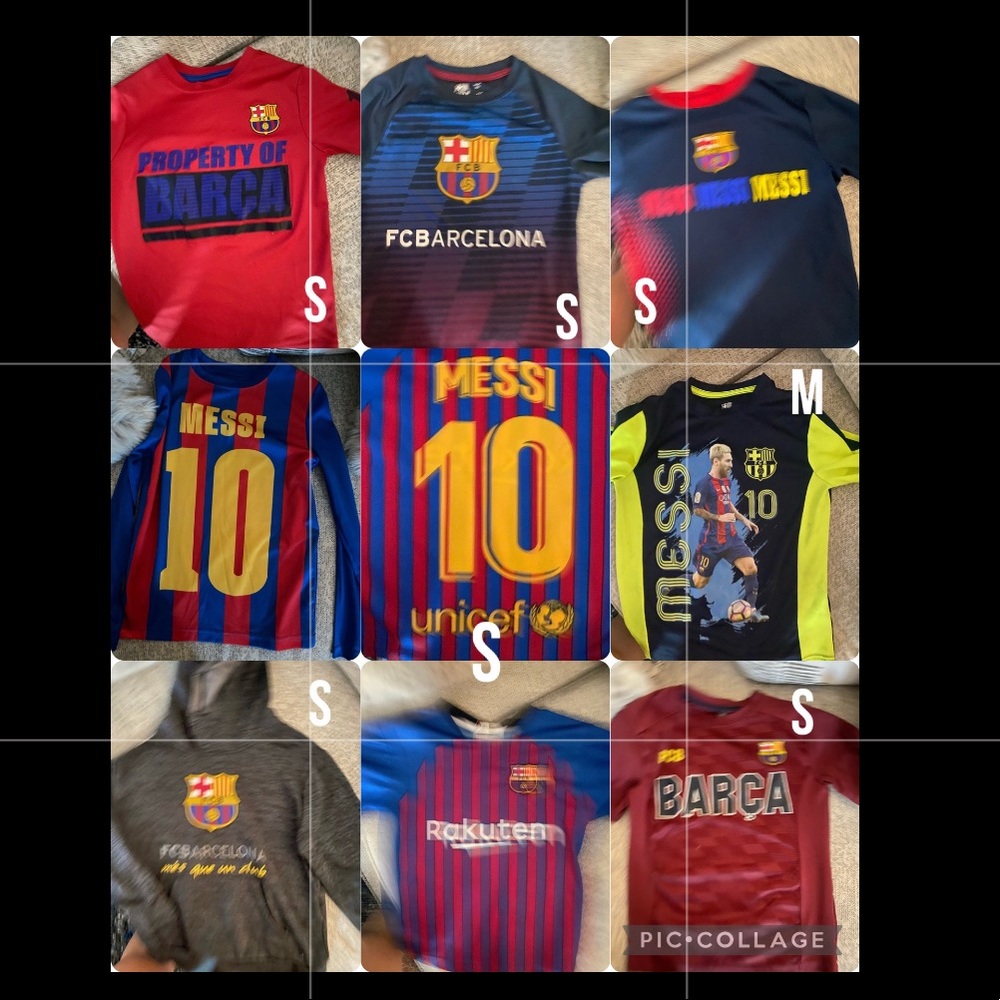 Barcelona shirts 7 shirts and 1 hoodie